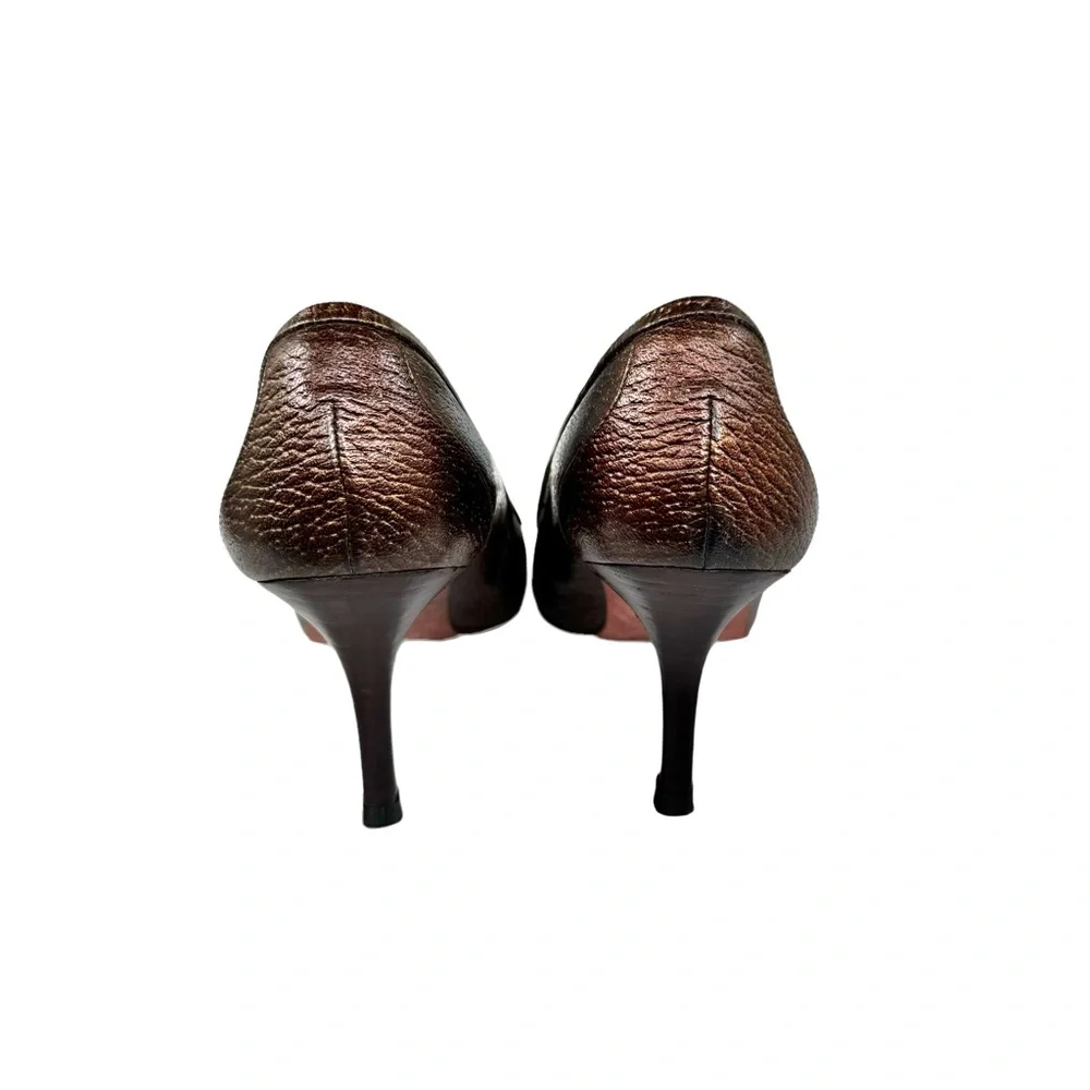 Delman Heels Metallic Brown Pumps